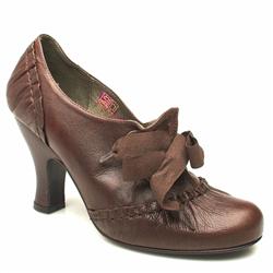 Female Ruffle Leather Upper Evening in Brown