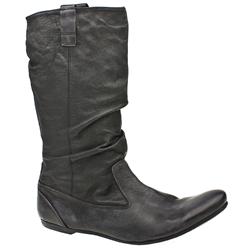 Male Washed Slouch Boot Leather Upper Alternative in Black
