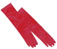 Red Satin Gloves - Elbow Length