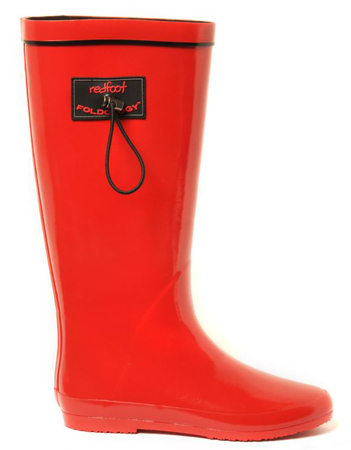Folding Rain Boot - Patent Red