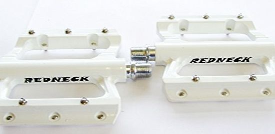 REDNECK Alloy platform 9/16`` pedals, replacement grip pins, MTB, BMX, DH, 7 colours (WHITE)