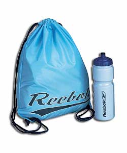 Blue Gym Sac and Water Bottle