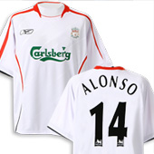 Liverpool Away Shirt 2005/06 with Alonso 14 printing.