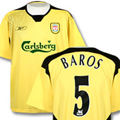 Liverpool FC Away Shirt - 2004 - 2005 with Baros 5 printing.