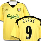 Liverpool FC Away Shirt - 2004 - 2005 with Cisse 9 printing.