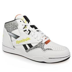 Male Reebok Sir Jam Mid Leather Upper Fashion Trainers in White and Orange