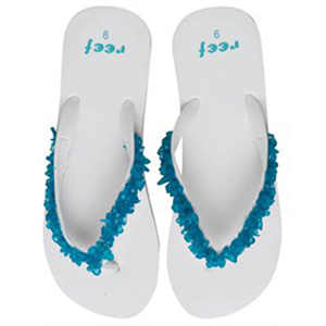 Ladies Reef Rokky Flip Flop. White Blue