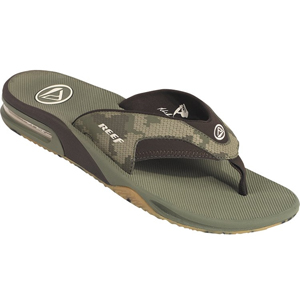 Reef Mens Reef Fanning Camo Flip Flops. Green Brown