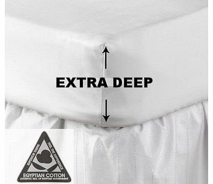 16`` Extra Deep, 300 Thread Count, Double Size White Egyptian Cotton Fitted Sheet, Bedding. **Finest Egyptian Nile Sheets Woven From Long Fine Staples Of Cotton Yarn* **