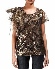 Fire black and gold lace top