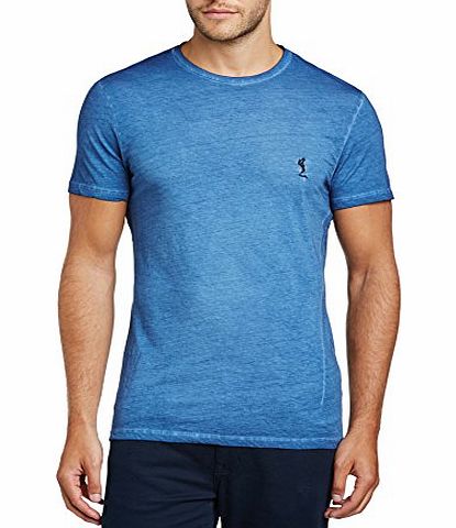 Religion Mens Oil Washed Short Sleeve T-Shirt, Micro Blue, Medium