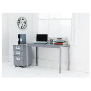 Desk & Tall Filing Cabinet Package, Silver