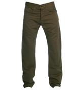 Khaki Linen Mix Jeans - 34` Leg