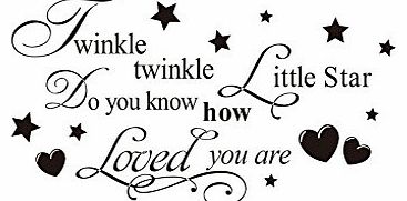  ``Twinkle twinkle little star,do you know how loved you are.``English Proverbs Wall Stickers Decor Living Room Wall Stickers Decor