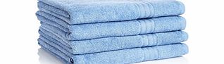 Four blue Egyptian cotton bath sheets