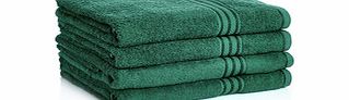 Four dark green Egyptian cotton towels
