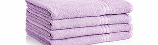 Four lilac pure cotton bath sheets