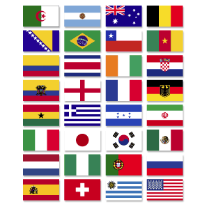 Retake 2014 WC 32 National Team Flag Stickers (30mm x
