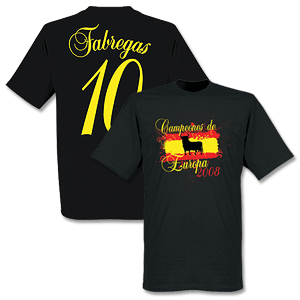 Spain European Champions Tee Fabregas 10 - Black Delivery end July