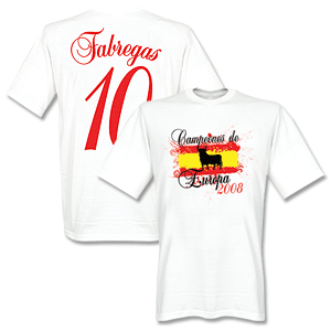 Spain European Champions Tee Fabregas 10 - White Delivery end July