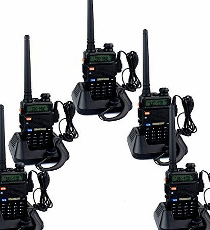 Baofeng UV-5R UHF/VHF 136-174/400-480MHz FM Transceiver DTMF Handheld Intercom Walkie Talkie Two Way Radio Long Range Black 5 Pack