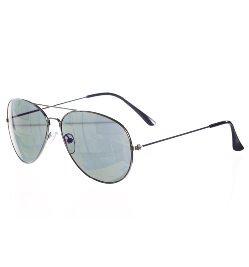Retro Blue Mirror Lens Aviator Sunglasses