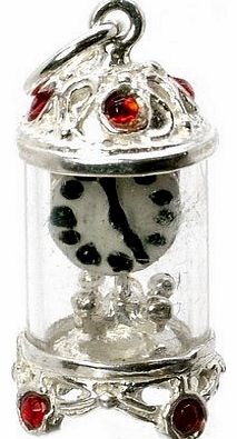 RETRO CHARMS Vintage Finished Sterling Silver 925 Carriage Clock Charm With Red Rhinestones V454R