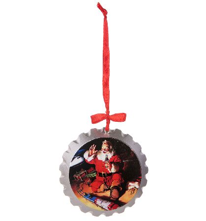 Retro Coca-Cola Wood Santa Crown Hanging Ornament