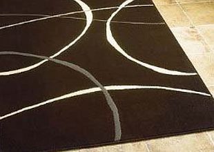 Contemporary Cheap Modern Retro Black Cream Rugs 3 SIZES AVAILABLE, 120x160cm (4ft x 5ft 6)
