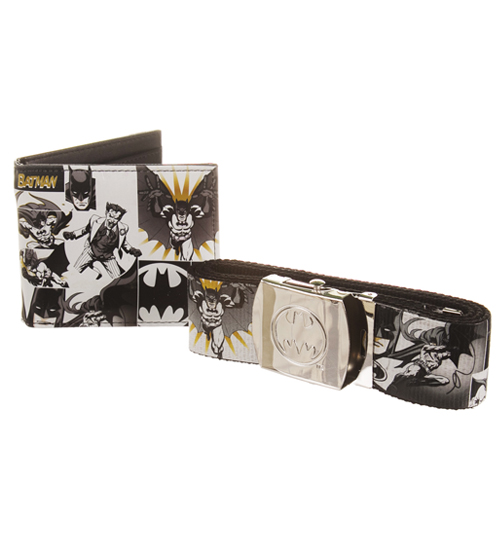 Retro DC Comics Batman Print Belt And Wallet