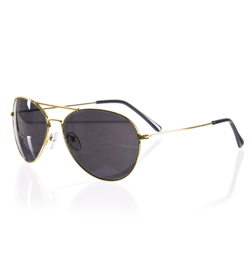 Retro Gold Aviator Black Lens Sunglasses