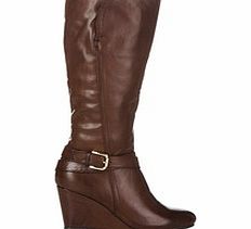 REVEAL Brown buckled wedge boots