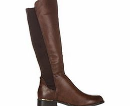 Brown knee-high gold trim boots
