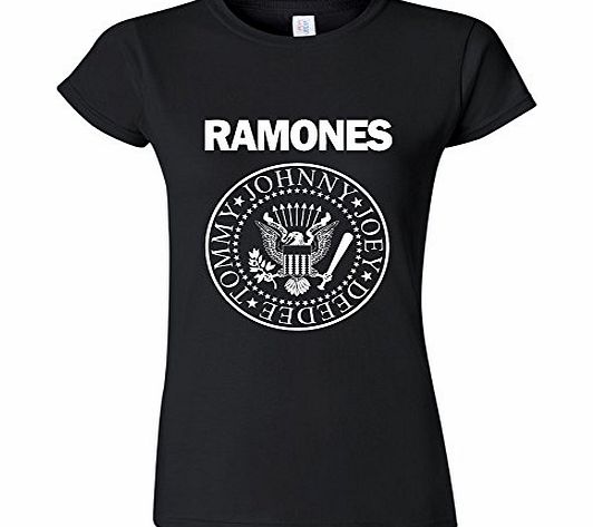Ladies The Ramones Retro Punk Rock Hard Heavy Metal Music T Shirt Tee Top Clothing Womens Girls (Large, Black)