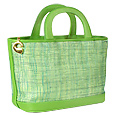 RG House of Florence Fabric Straw and Boar Green Tote Handbag