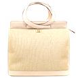 RG House of Florence Straw Canvas and Boar Leather Bucket Handbag