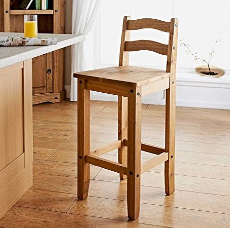 RI Wooden Bar Stool Bar chair Stool Solid pine in a rustic finish