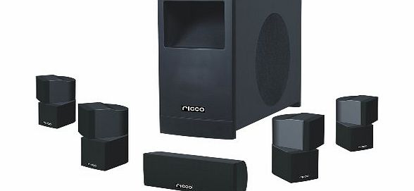Ricco 5.1 Channel Home Theater Audio System Four Satellite, Center Channel and 10-Inch 200W RMS Passive Su