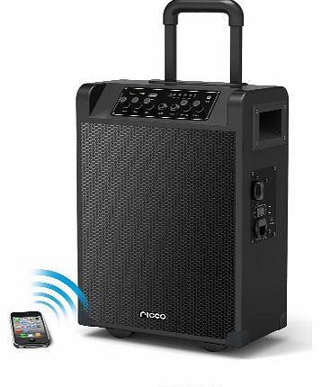 600W PMPO Bluetooth 2.1+EDR Wireless Outdoor Party Trolley Speaker AUX USB SD Audio-in MIC Built-in Battery Portable Garden Guitar MP3 Player Digital hifi System (Ricco JL01B)
