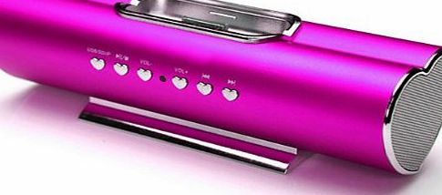 Ricco Heart Shaped Aluminum iPhone 4 3G 3GS iPod Nano Touch Speaker and Docking Station System USB Flash Drive and MicroSD Card Compatible Special St Valentines Day Gift (VX-PINK)