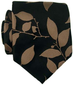 Beige Leaf Silk Tie by