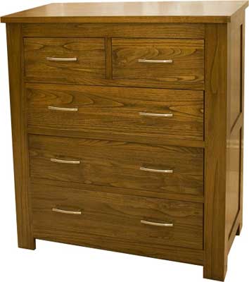 CHEST OF DRAWERS 2 OVER 3 DARK WOOD