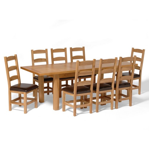 Richmond Oak Large Dining Set with 8 Amish