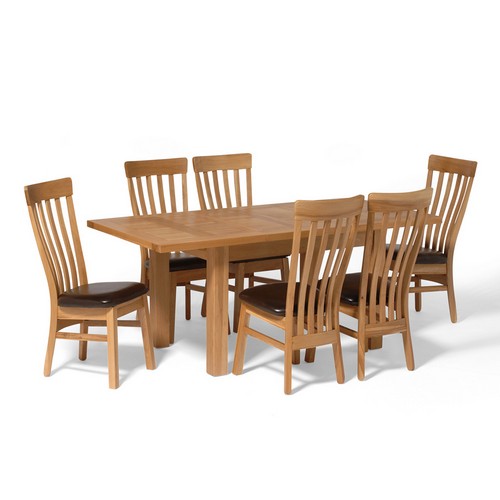 Oak Small Dining Set with 6 Classic