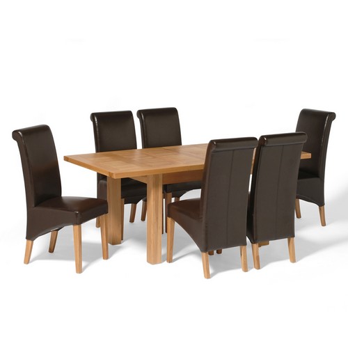 Richmond Oak Small Dining Set with 6 Leather