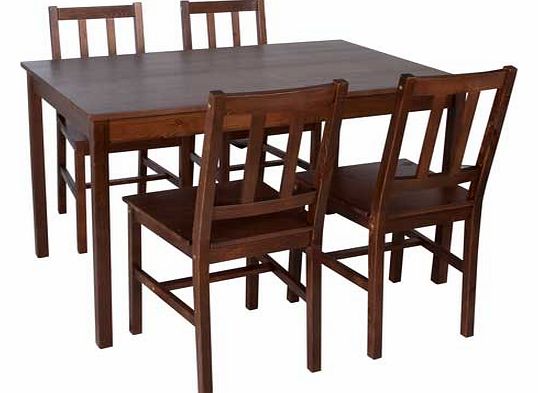 Richmond Solid Dark Pine Dining Table and 4 Chairs