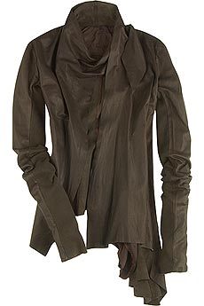 Rick Owens Asymmetrical draped leather jacket