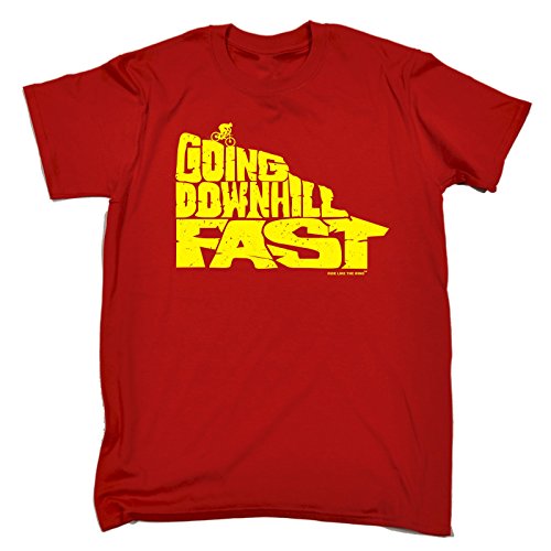 Ride Like The Wind GOING DOWNHILL FAST (L - RED) NEW PREMIUM LOOSE FIT BAGGY T-SHIRT - slogan funny clothing joke novel