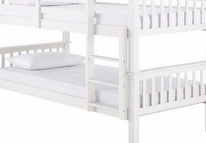 Right Deals UK Novaro PINEWOOD White Bunk Bed, Two Sleeper, Quality Solid Pine Wood BUNK BED