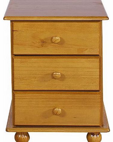 Right Deals UK Pine Bedside Cabinet with Bun Turned Feet - Hampshire Solid Pine Bedroom Furniture Range